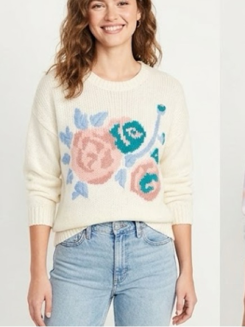 Karen Scott Oversized chunky knit Floral Sweater